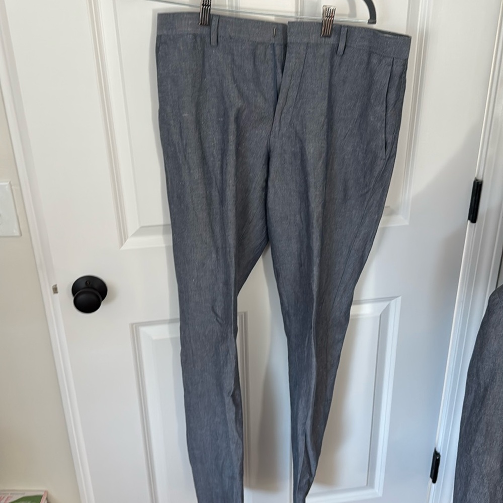 Ludlow Slim-fit unstructured suit pant in Irish cotton-linen blend